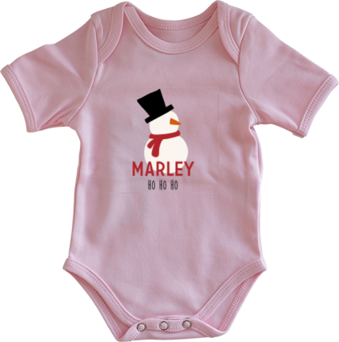 Kerst rompertje met naam en sneeuwpop
