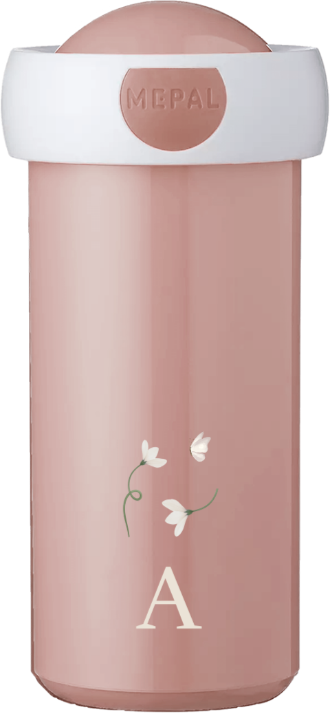 Mepal Campus schoolbeker met bloemen en initiaal