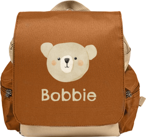 Rugtas Adventure met naam en beer