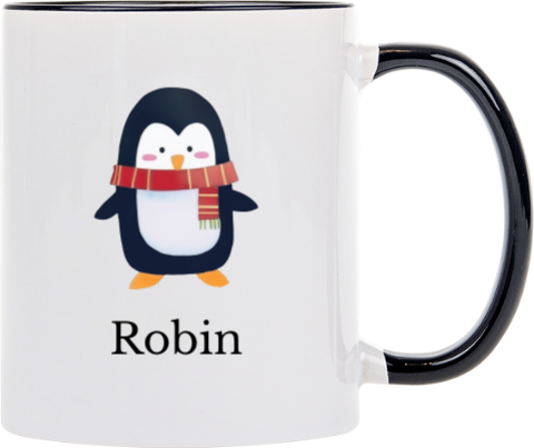 Schattige kerstmok met pinguin en naam
