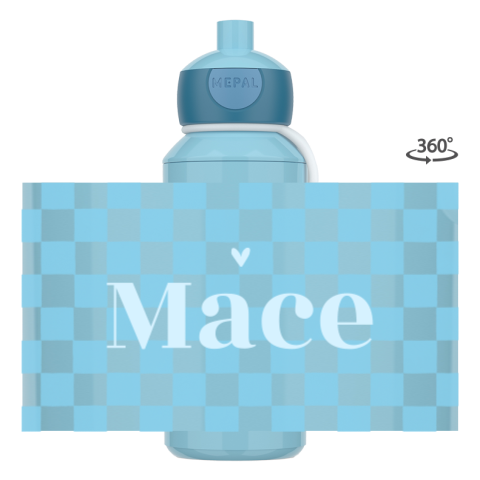 Mepal pop-up drinkfles Campus met ruitjes design en naam