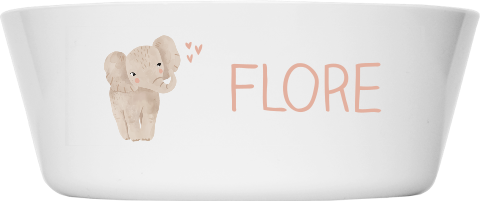 Kinderkom met olifant, hartjes en naam
