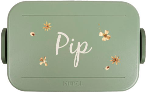 Mepal broodtrommel To Go met naam en droogbloemen