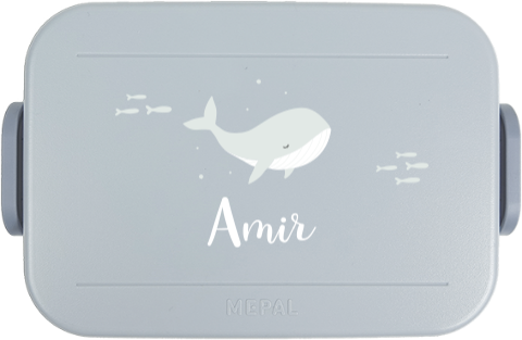 Mepal broodtrommel to go met naam en walvis