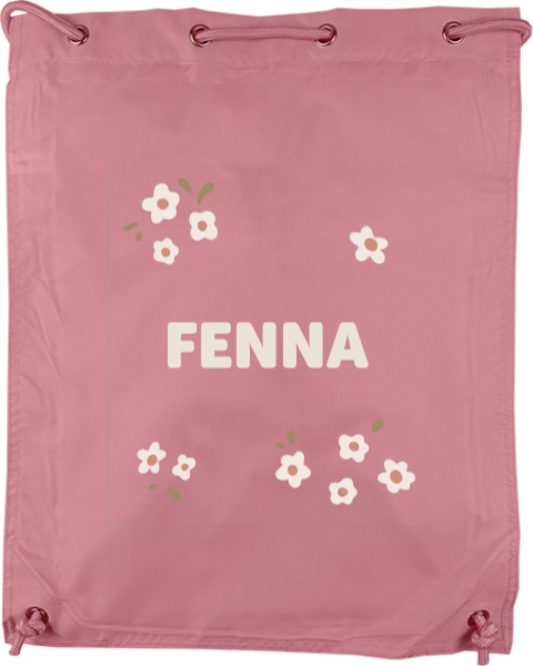 Gymtas met naam en witte bloemetjes