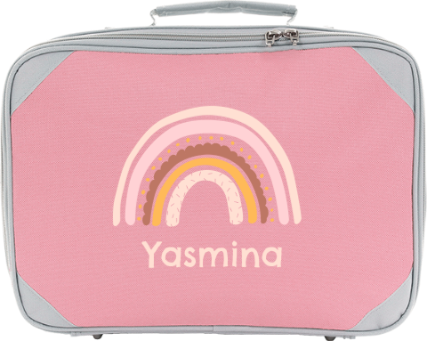 Vrolijk koffertje met regenboog en naam