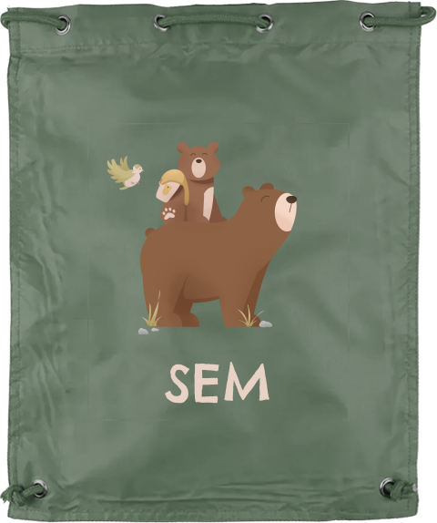 Gymtas met naam en twee beertjes