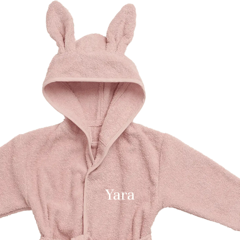 Jollein badjas met oortjes en geborduurde naam