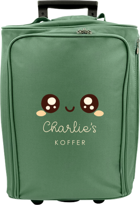 Reistrolley met naam en kawaii gezichtje