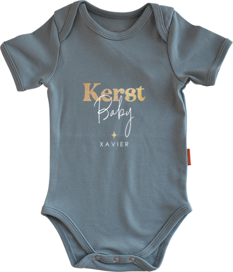 Kerst romper antraciet met goudlook letters