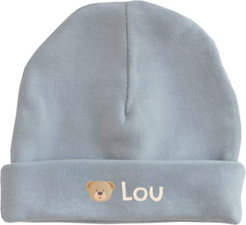 Babymuts met naam en beertje