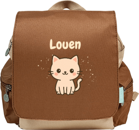 Rugtas Adventure met naam en kawaii poes