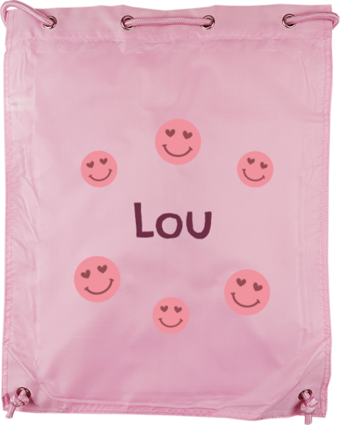 Gymtas met hartjesogen smileys en naam