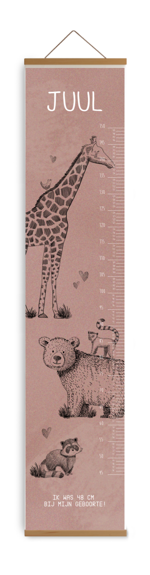 Avontuurlijke groeimeter met velvet-look en dieren