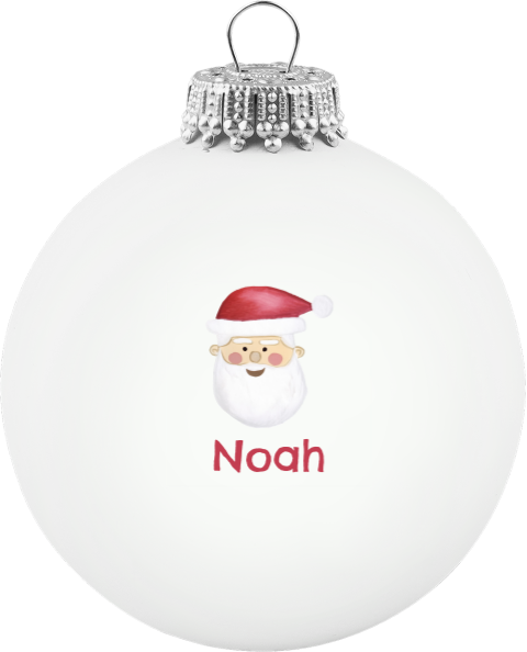 Vrolijke glazen kerstbal met kerstman en naam