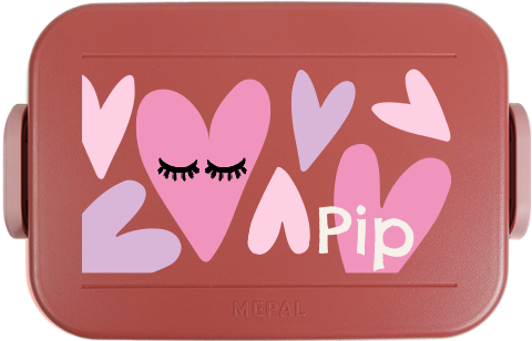 Mepal lunchbox To Go met hartjes en naam