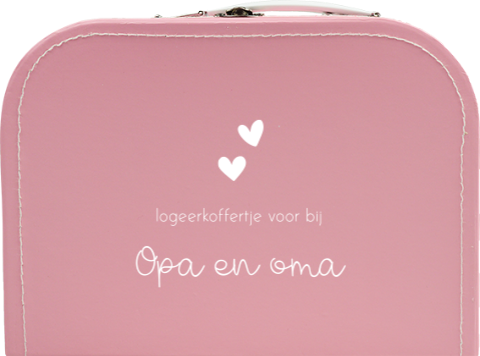 Zwangerschapsaankondiging - koffertje met hartjes