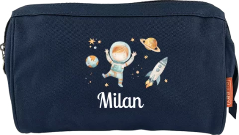 Avontuurlijke toilettas met ruimte thema en naam