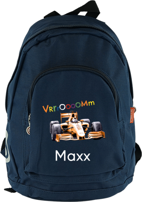 Rugzak junior met racewagen en naam
