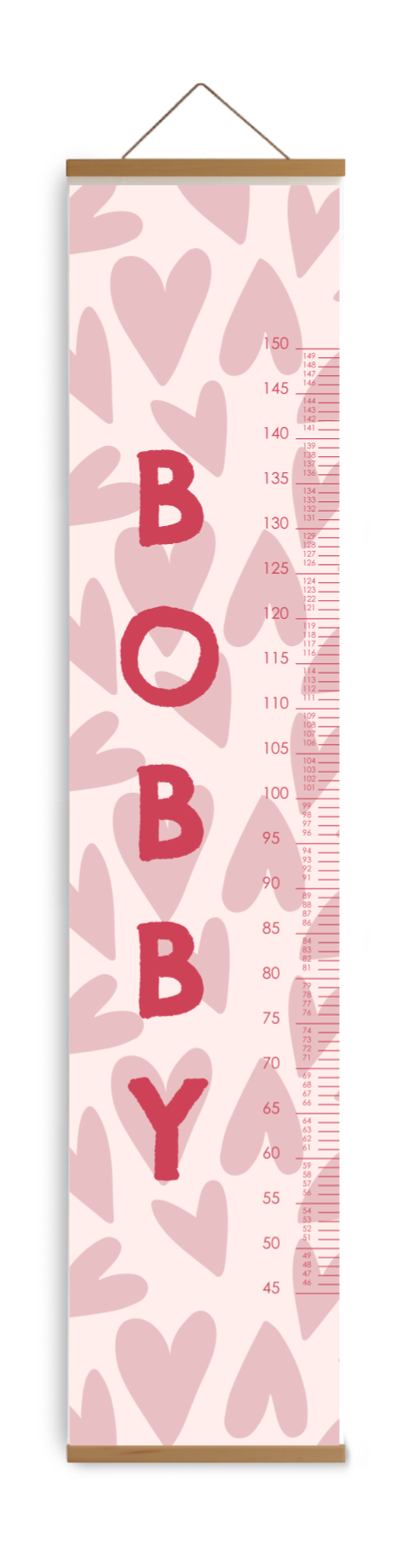 Hippe groeimeter roze met hartjes