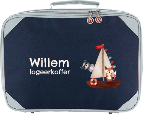 Stoer koffertje naam en dieren in bootje