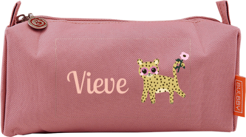 Vrolijke etui met naam en panter