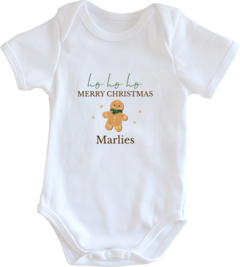 Romper kerst met naam en koekmannetje