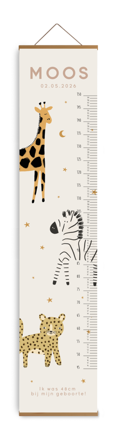 Avontuurlijke groeimeter met jungledieren en sterren