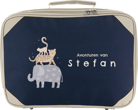Koffer met naam en jungledieren