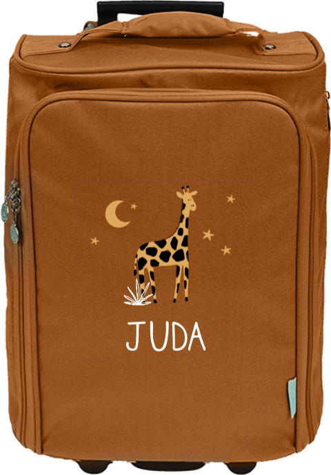 Reistrolley met naam en giraffe