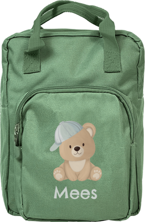 Lieve rugzak classic met zittende beer en naam