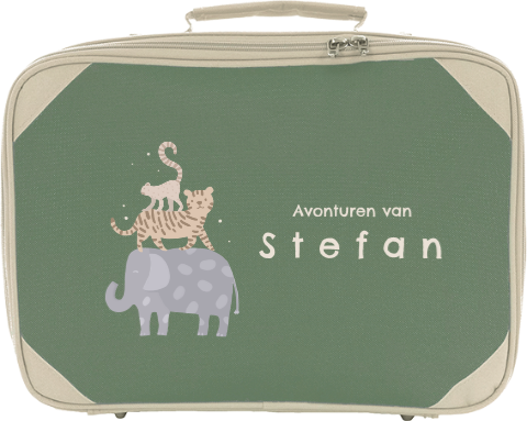 Koffer met naam en jungledieren