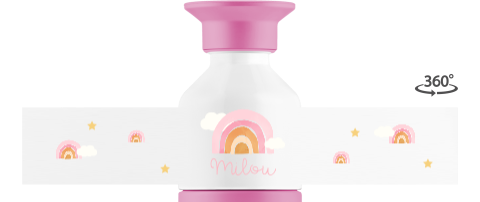 Dopper thermosfles met naam en regenboog