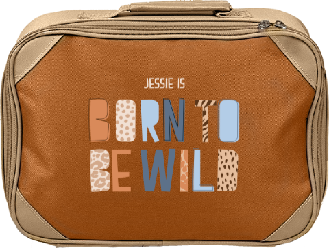 Koffertje met naam en tekst 'born to be wild'