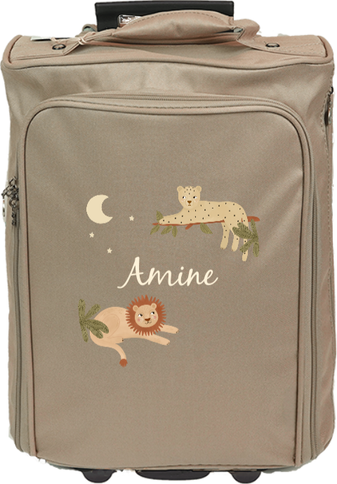 Avontuurlijke reistrolley met jungledieren en naam