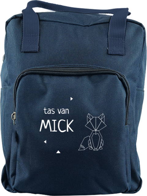 Rugtas Classic met geometrisch vosje en naam