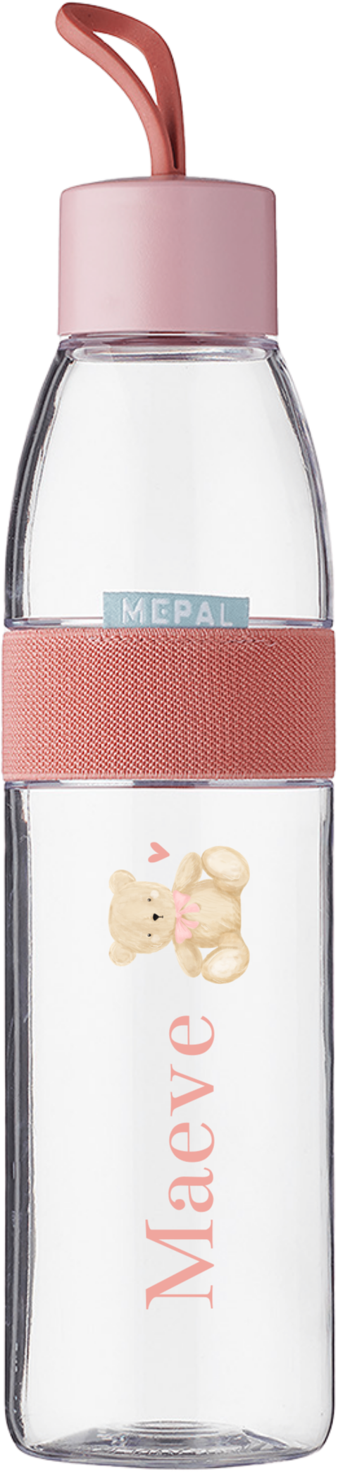 Mepal Ellipse waterfles met zittend beertje, hartje en naam