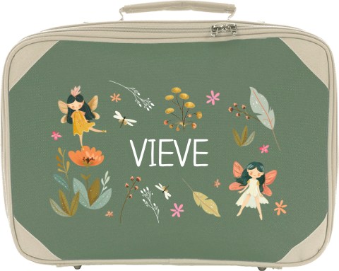 Gepersonaliseerd koffertje met bloemen en elfjes