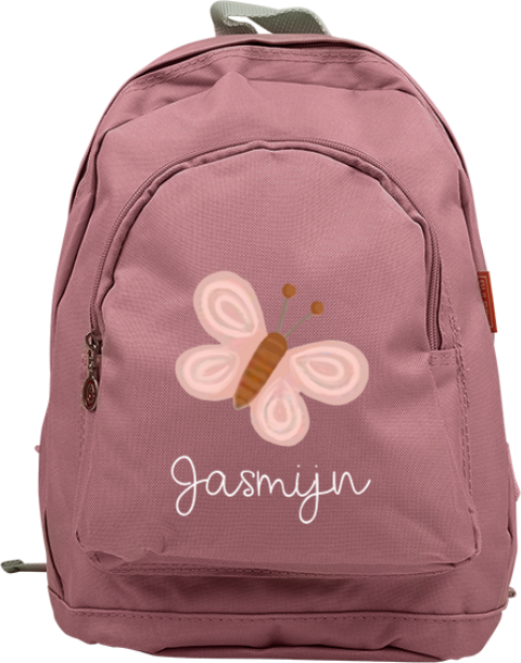 Vrolijke rugzak Junior met vlinder en naam