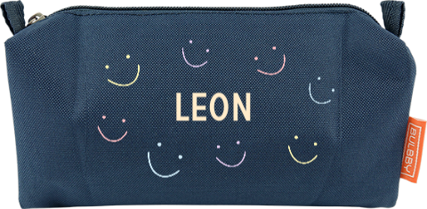 Etui met kleurrijke smileys en naam