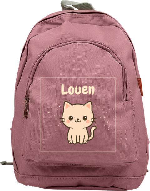 Rugtas Junior met naam en kawaii poes
