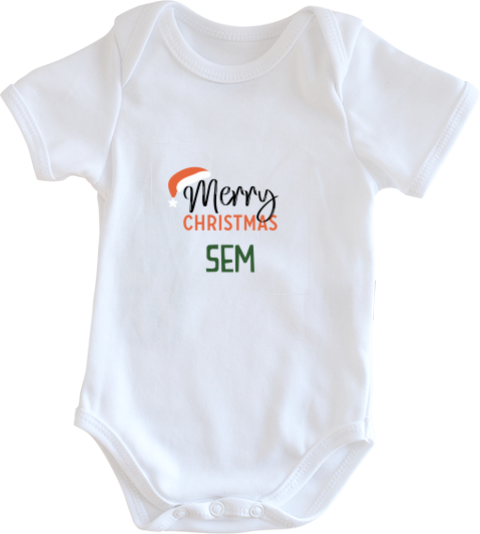 Kerstrompertje met naam en kerstmuts met Merry Chistmas