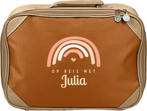 Logeerkoffer met naam en regenboog