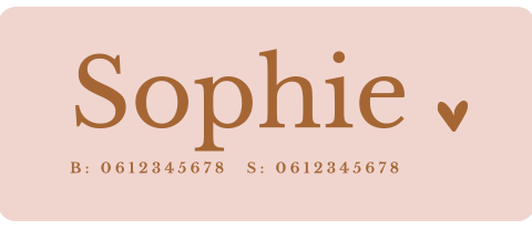 Naamsticker medium met roestkleur letters - 20 per vel
