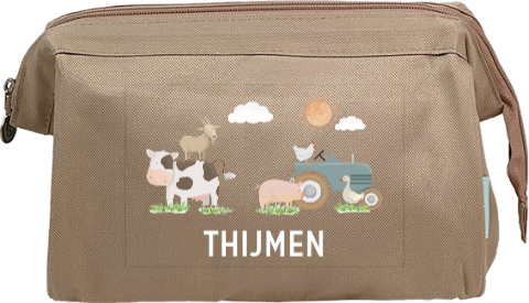 Toilettas met boerderijdieren en naam