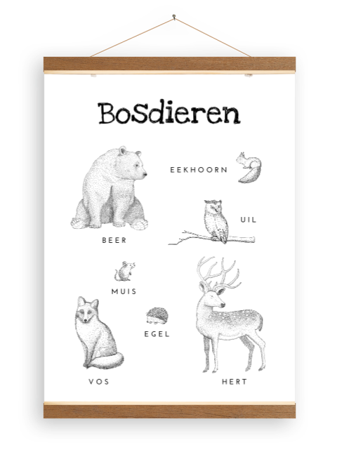 Canvasposter praatplaat voor kinderkamer met illustratie van dieren