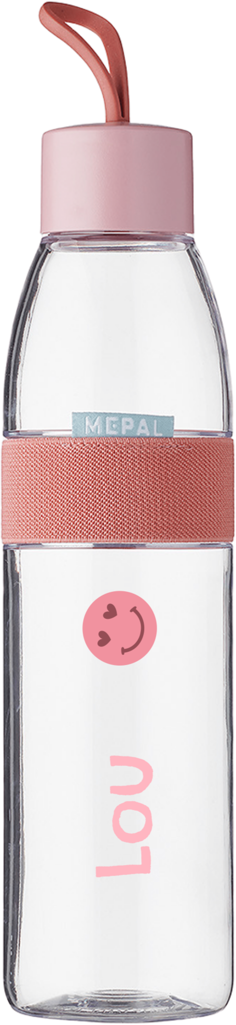 Mepal waterfles Ellipse met hartjesogen smiley en naam
