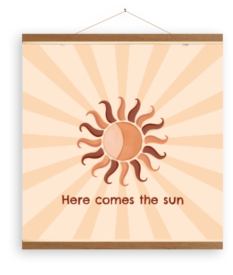 Mooie canvasposter met zon, strepen en quote