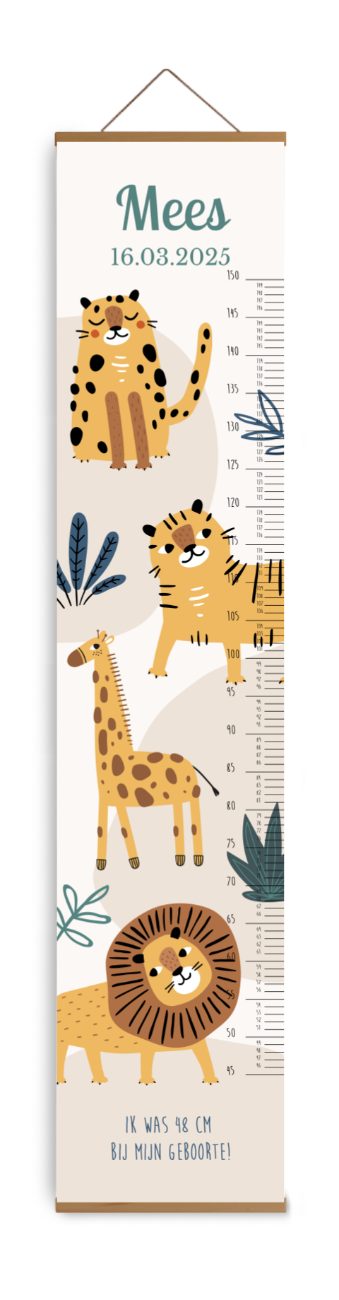 Stoere groeimeter met jungledieren