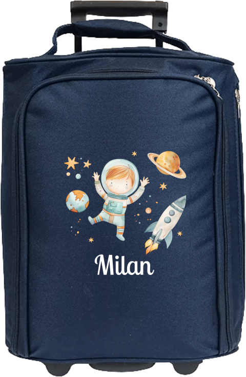 Avontuurlijke reistrolley met ruimte thema en naam